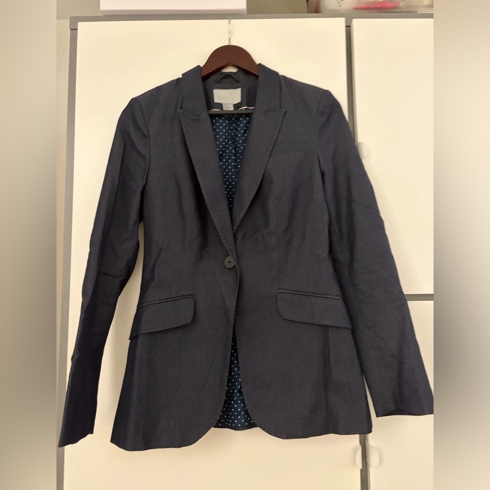 H&M Dark Navy Single-Button Blazer